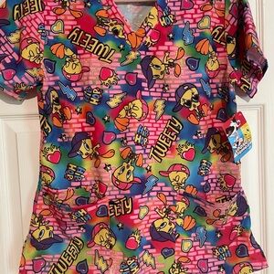 Looney Tunes Tweety Bird Scrub Top